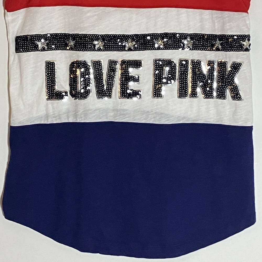 Victorias Secret Tank Womens Small Red White Blue Top Sequin Sparkle Casual USA - Picture 3 of 10